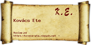 Kovács Ete névjegykártya